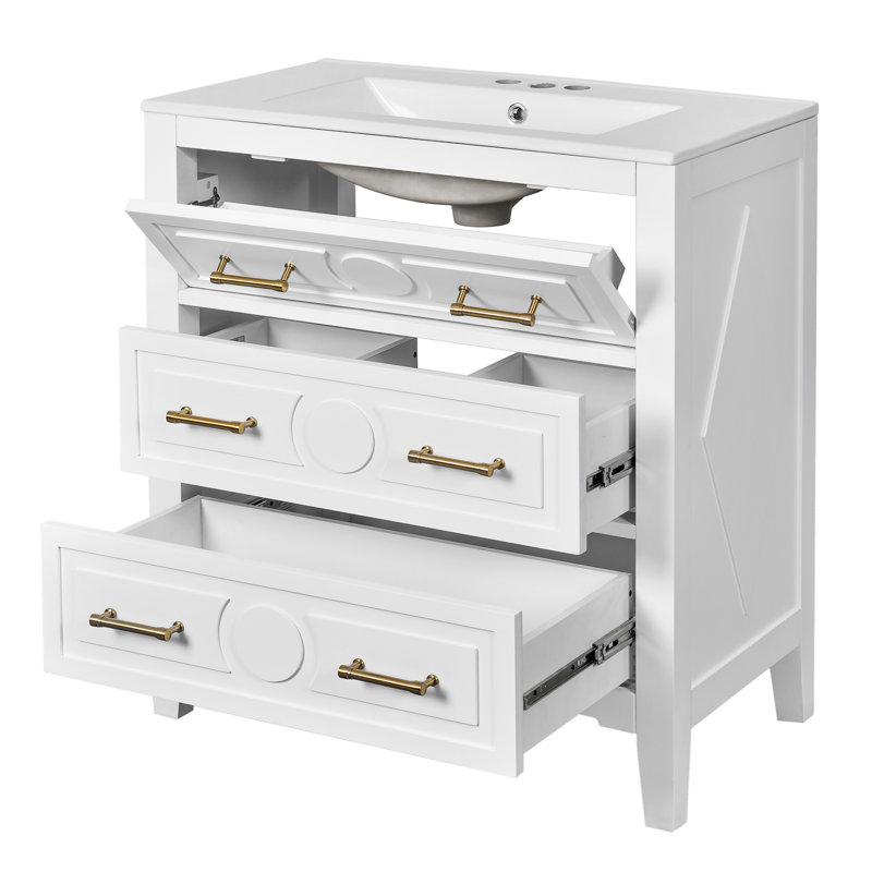 Meuble-lavabo 30 po avec lavabo en céramique, Blanc