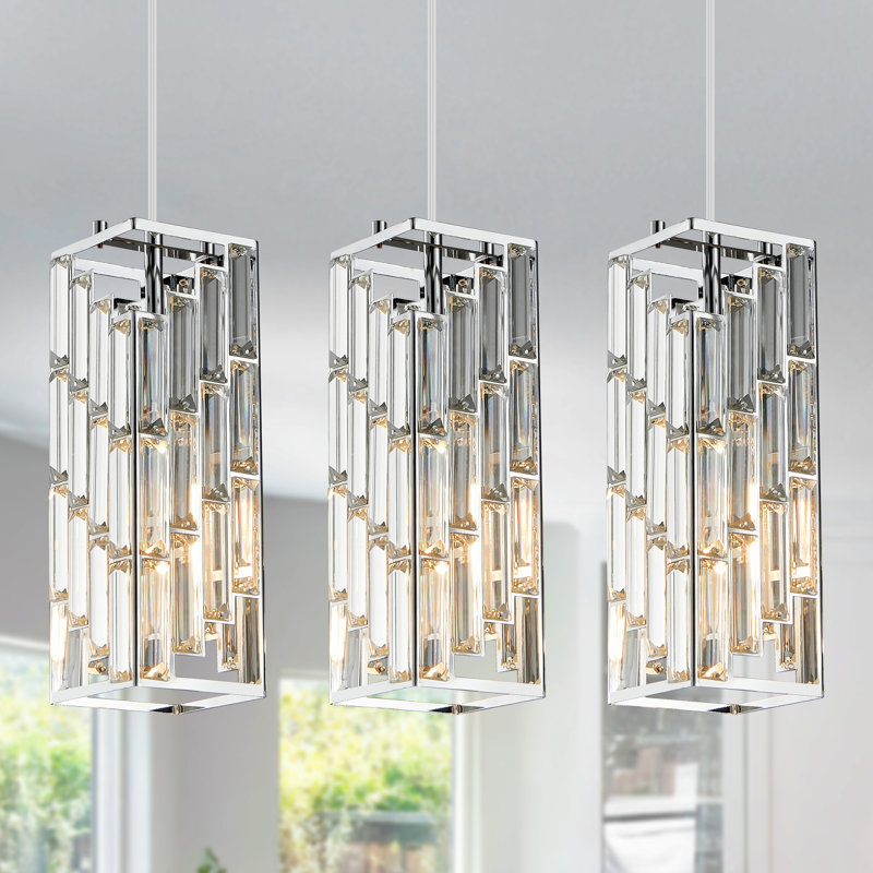Catine - Pendant Lights Kitchen Island, Adjustable Pendant Light Fixture for Kitchen Island Dinning Room Bedroom, Chrome, 3