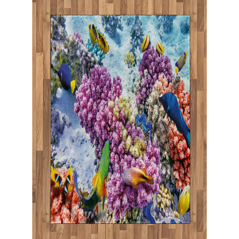 Fish High Density Long Fiber Poly Threads Decorative Area Rug Carpet, Rectangle 4' x 5'8"