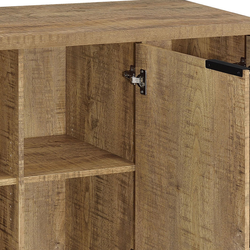 Armoire d'appoint en bois d'ingénierie à 3 portes avec tablettes réglables brun manguier Rabinowitz