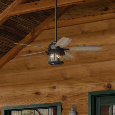 52" Coral Bay 5 - Blade Outdoor Standard Ceiling Fan with Remote Control and Light Kit Included