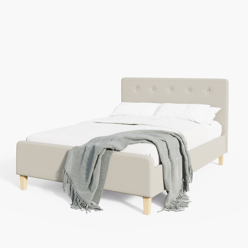 Elinor Upholstered Bed, Double (4'6), Beige