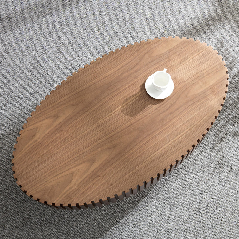 Oval Coffee Table, Espresso Wood, 13.38" H x 43.7" W x 24.8" D