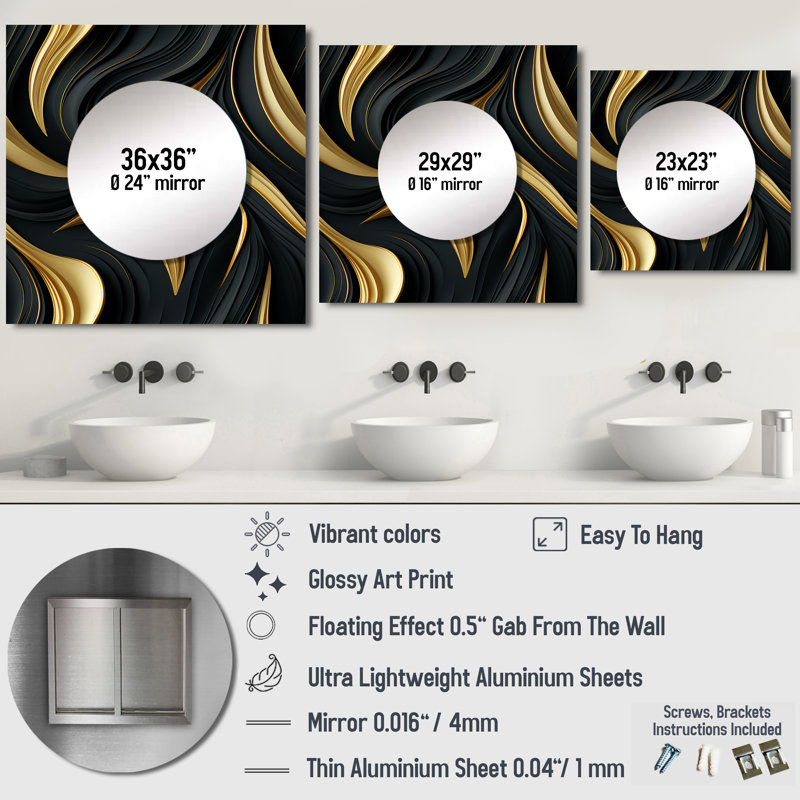 Vrushti - Miroir mural décoratif bohémien et éclectique pour chambre à coucher, 23 po x 23 po