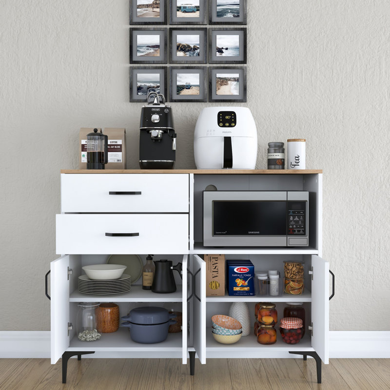 Multi-Purpose Cabinet with Numerous Shelves, White and Walnut Finish, 47.2 x 38.8 x 15.7 inches | 100% Melamine Coated E1 Quality Chipboard, Wall-Mountable Design for Extra Storage | Modern Home & Office Furniture
