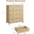 Drawer Tall Dresser, Rattan and Wood Boho Chest of Drawers with Storage for Bedroom, Natural Oak