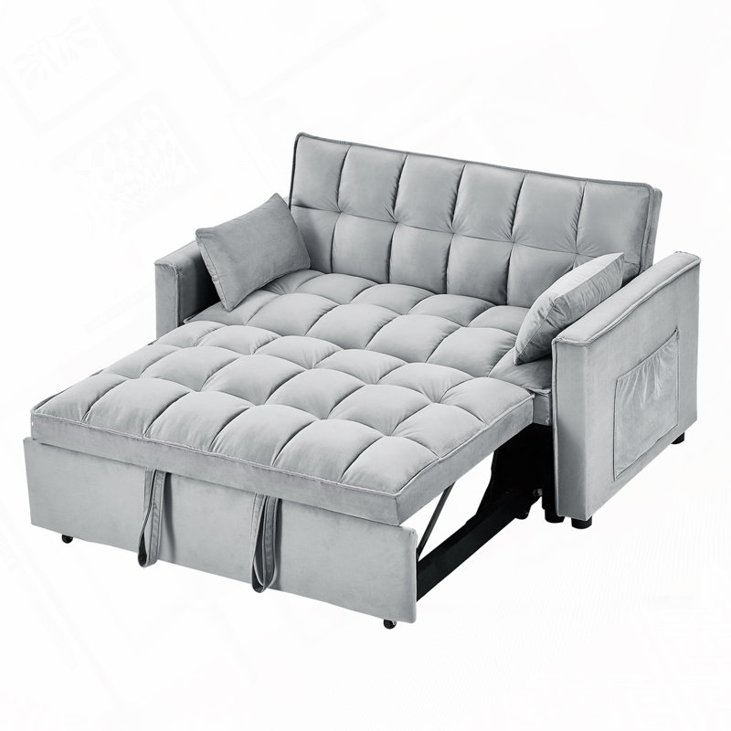 Canapé-lit convertible en velours, Gris