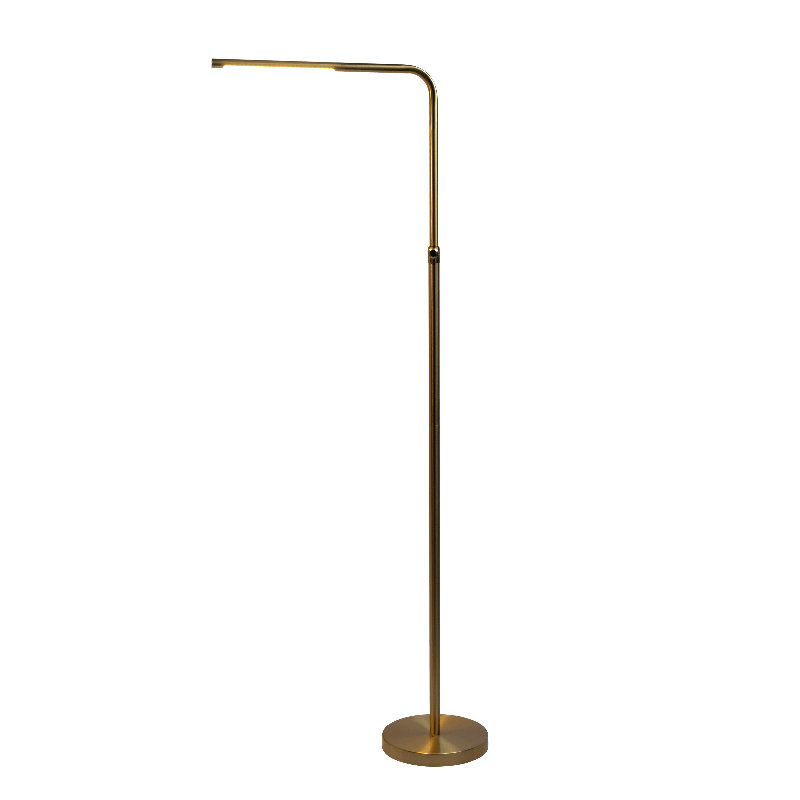 Verve Brassed Gold Floor Lamp with On/Off Switch Adjustable Led Round Base