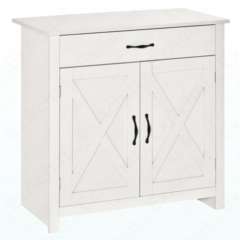 Farmhouse Barn Door Accent Cabinet - 32" Kitchen Sideboard Buffet For Multi-Space Application
