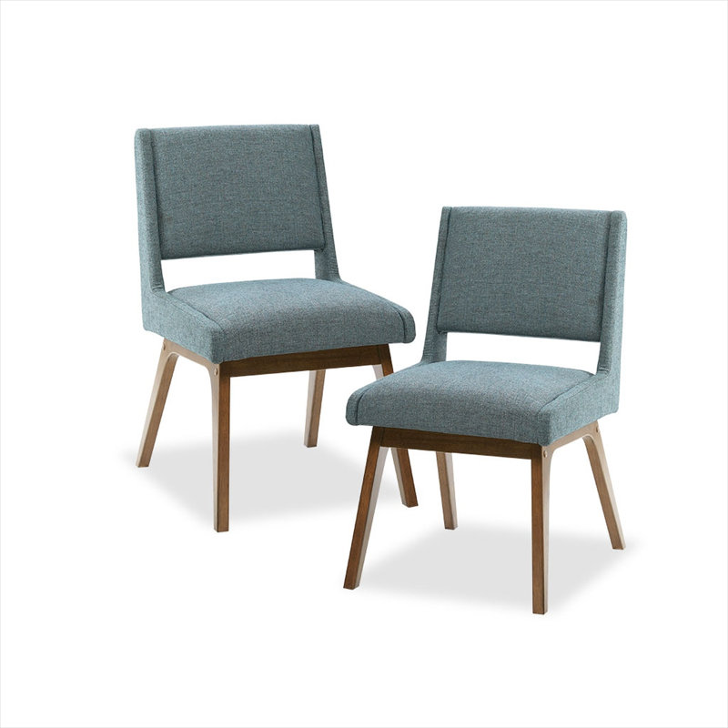 Ensemble de 2 chaises d'appoint Retro, avec cadre en bois massif, rembourré de polyester bleu riche