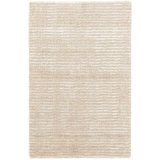 Cut Stripe Ivory Hand Knotted Viscose/Wool Rug
