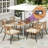 George Oliver Metal Frame Rectangular Outdoor Patio Dining Table with Umbrella Hole