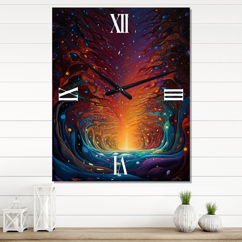 Mysterious Rainbow Vision Landscape II - Paysage abstrait très grandes horloges murales, H 32 po x l 16 po x P 1 po