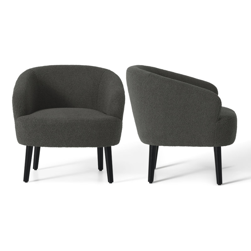 Bayville Upholstered Barrel Chair, Dark Gray Polyester Blend