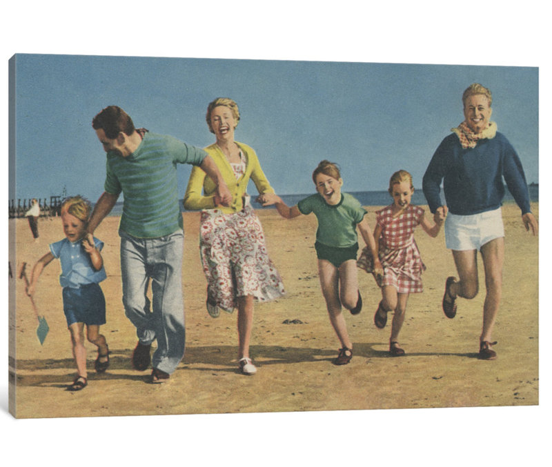 «Happy Family Running», impression sur toile, H 12 po x l 18 po x P 1,5 po, Toile tendue, Aucun mat
