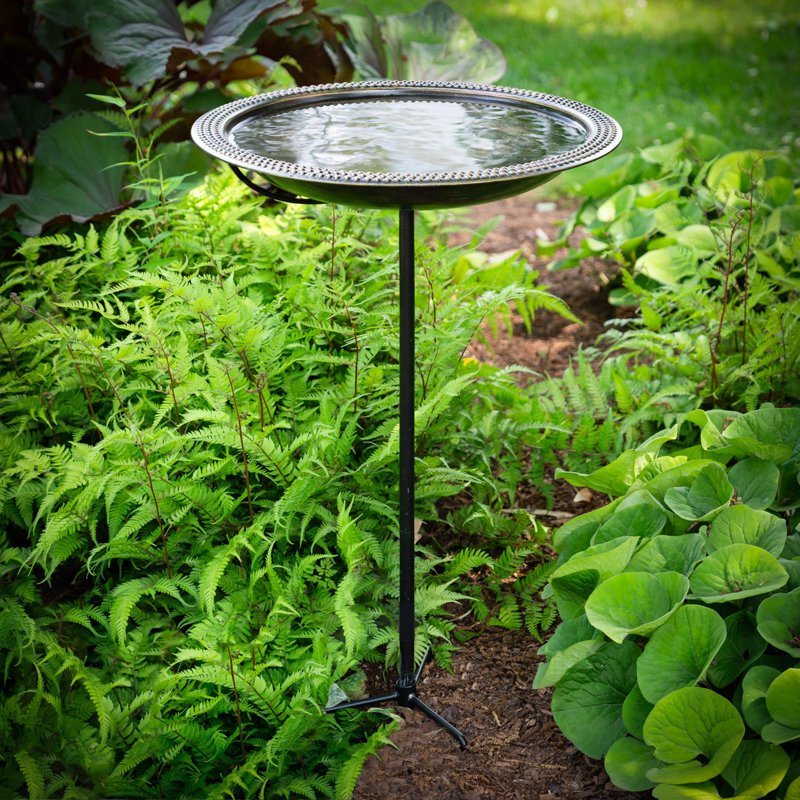 Bain d'oiseaux en cuivre 18 po avec poteau de jardin