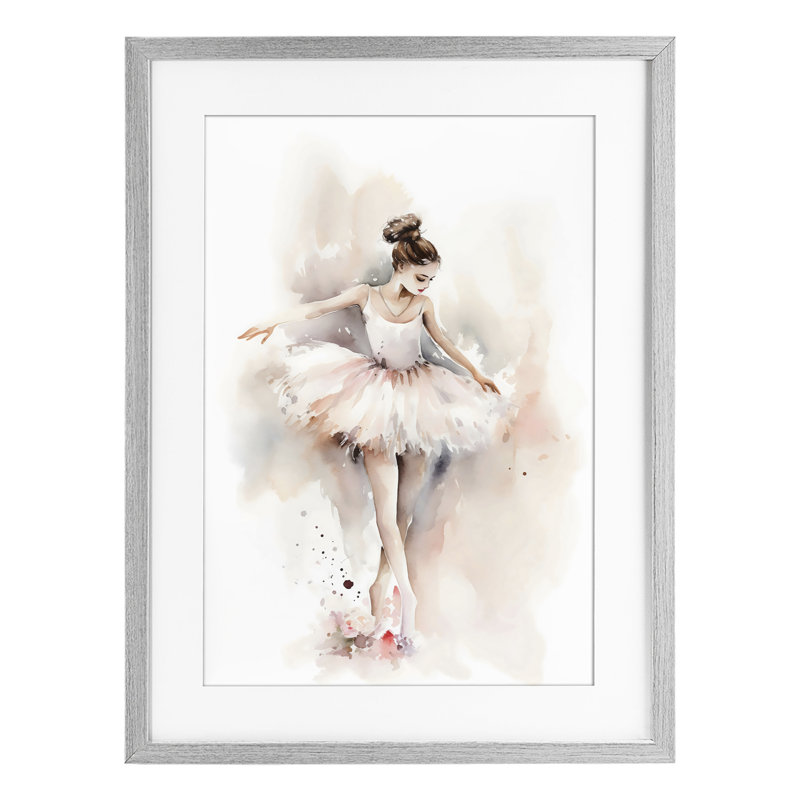 «Watercolor Dancer Pose», reproduction encadrée sous verre, design by Creative Studio, H 23 po x l 17 po, Cadre de ferme gris