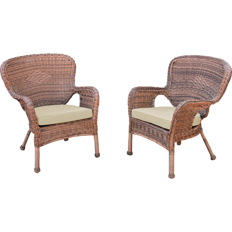 Chaise de patio avec coussins Batchelder, Ivoire, Miel