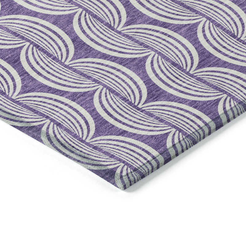 Purple Rectangular Synthetic Easy Care Washable Rug