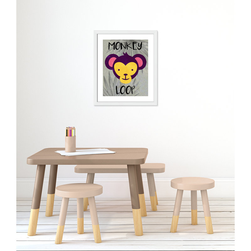 «Monkey Loop», impression sur papier, H 24,5 po x l 20,5 po x P 0,6 po, Encadré plat blanc