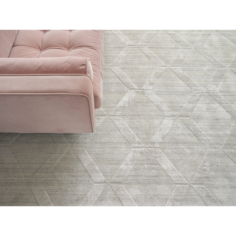 Lotus Handmade Wool/Bamboo Silk, Ivory Area Rug, Rectangle 9' x 12'