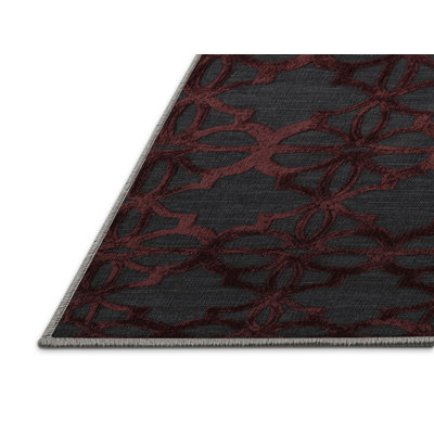 Machine Washable Trellis Gray Area Rug
