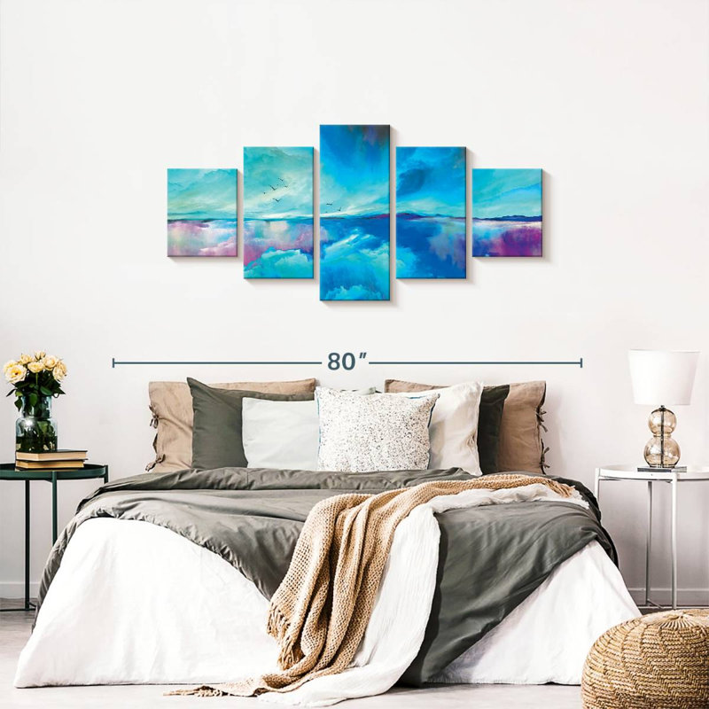 " Sky Abstract Multi Piece Canvas Print " 5 - Pieces, 30" H x 68" W