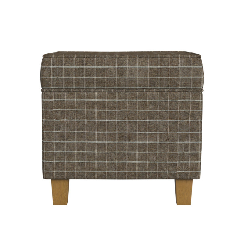 Repose-pieds carré avec rangement 17,5 "Asha, Tissu de vitre brun