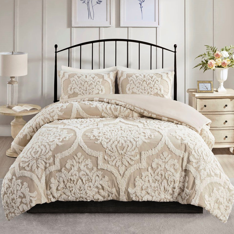 Literie en chenille de coton pour très grand / très grand lit, très confortable et à la mode 3 pièces avec housse de couette