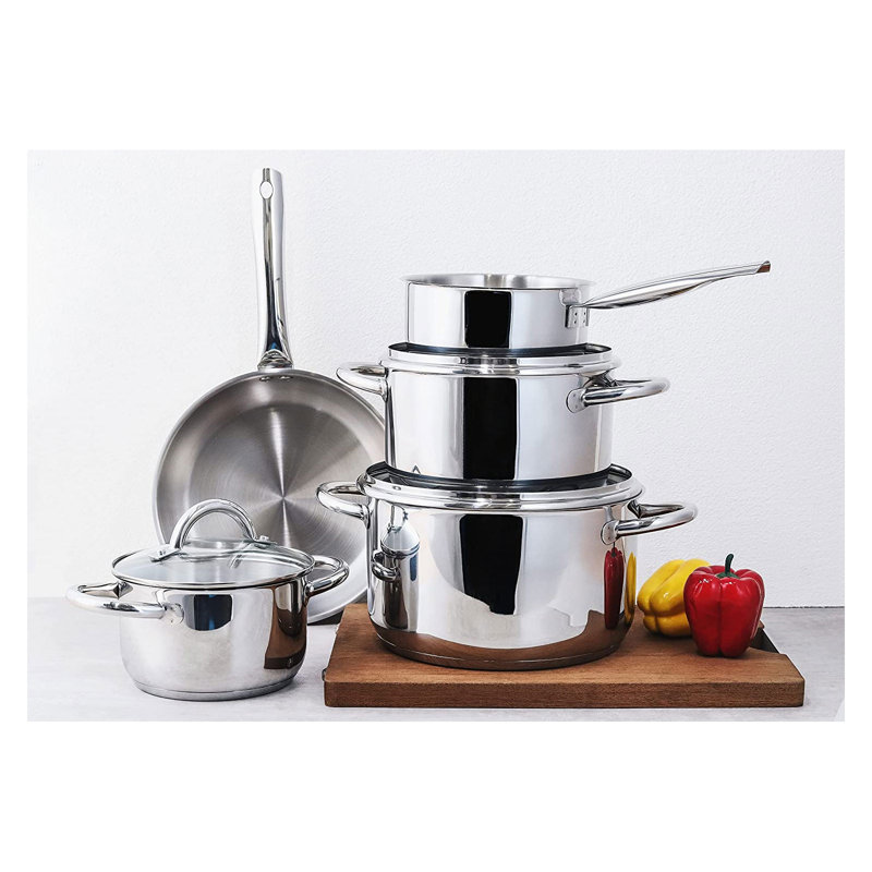 Echtwerk Pot Set with Lid, Matt brushed nickel