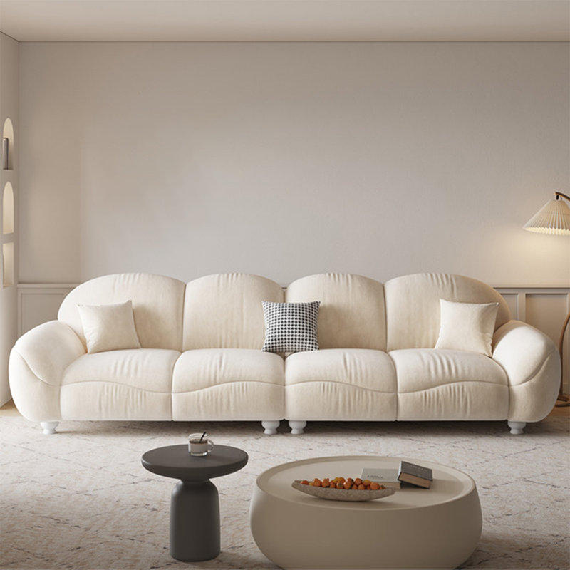 Coussin modulaire 100% polyester crème, 31.5" H x 110.24" W 37.4" D, Creamy-White