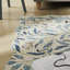 Floral Ivory Blue Washable/Stain Guarded Area Rug -477773032
