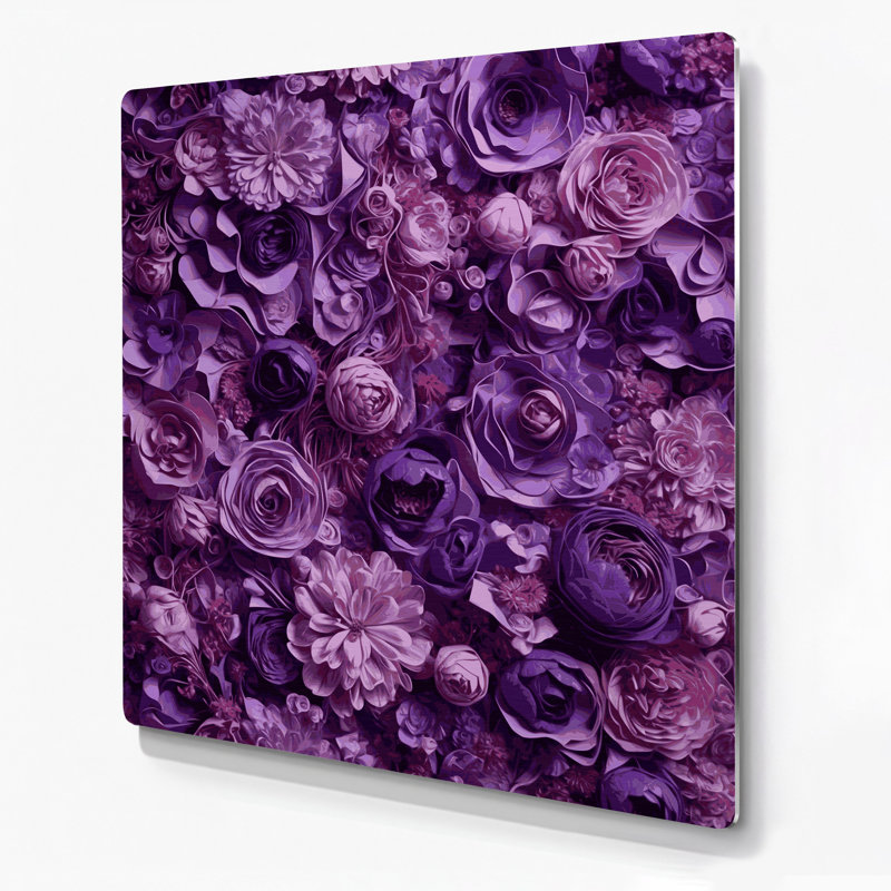 Abstrait floral 78, art mural en métal mauve, H 12 po x l 12 po