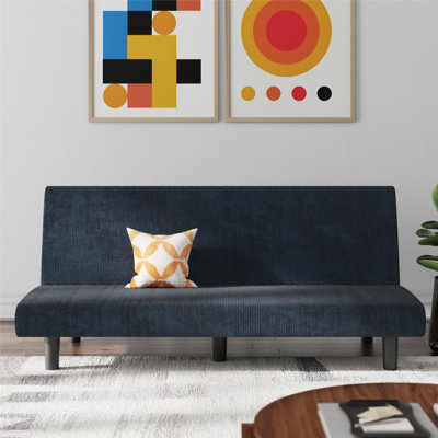Shadana Corduroy 67.5" Armless Mid-Century Futon Sofa Bed by Ebern Designs