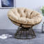 Fauteuil d'appoint ergonomique et pivotant, acier et rotin, style intérieur / extérieur moderne