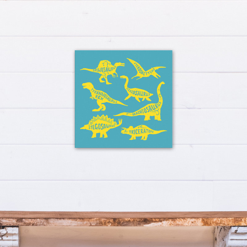 Art sur toile dino names Amapola, H 16 po x l 16 po x P 1,25 po, Bleu / Jaune