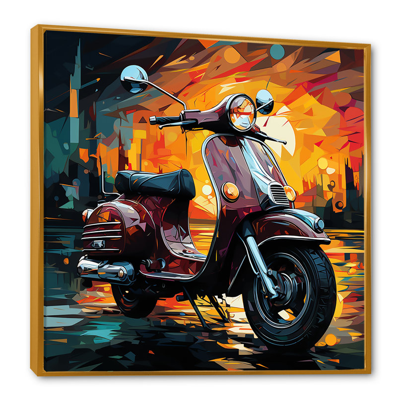 Pop Art Scooter Commute II sur impression sur toile, H 16 po x l 16 po x P 1 po, Cadre flottant doré
