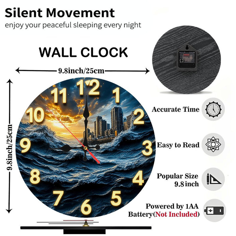 Horloge murale coucher de soleil océan