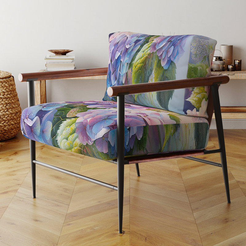 Fauteuil d'appoint rembourré Pink Hydrangea Sunset, Noir