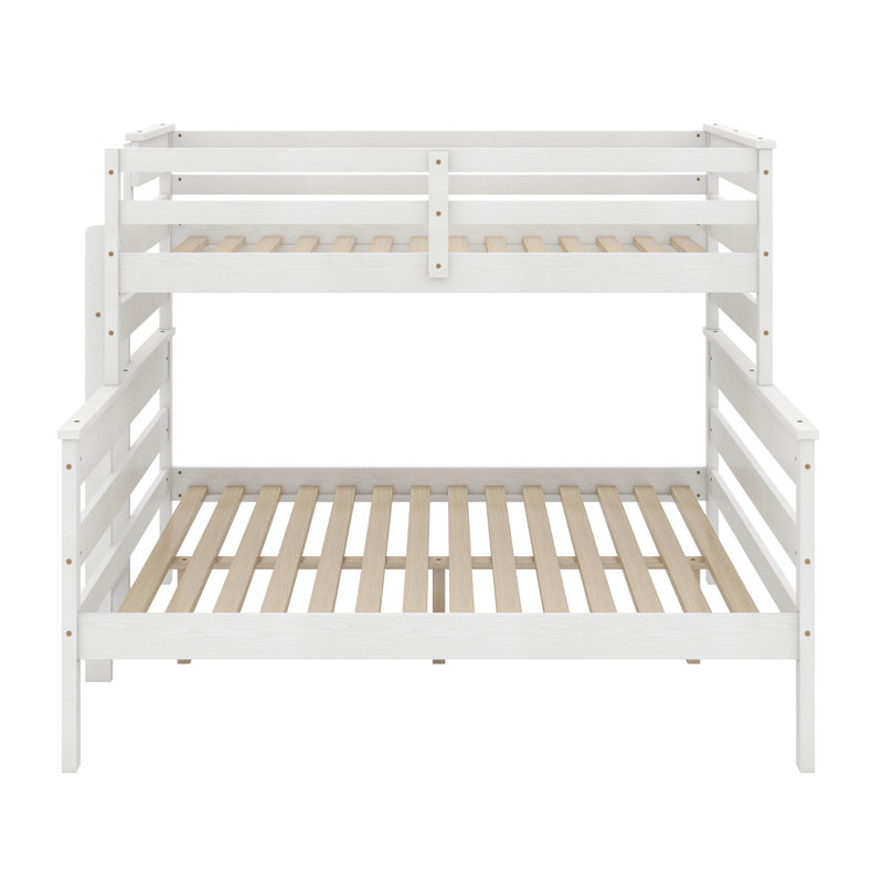 Twin XL Over Queen Bunk Bed With Ladder, White