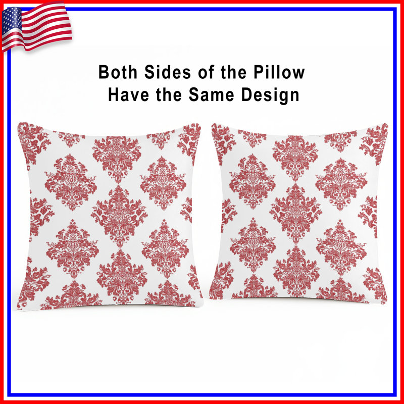 Coussins décoratifs Red Damask, 20 x 20 pouces
