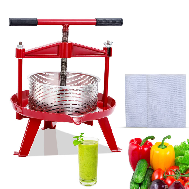 Pressoir à vin manuel en acier inoxydable 1,32 gallons (5L) - Pressoir multi-usages pour cidre, miel, huile d'olive et légumes - Poignée ergonomique en T et base triangulaire stable - Utilisation dans la cuisine intérieure / extérieure