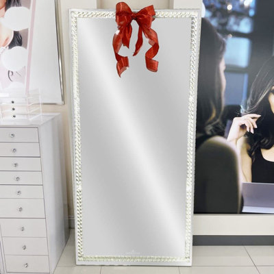 Diamond Collection Radiant Premium Illuminated Crystal Floor Mirror LED Strip Lights Makeup Mirror