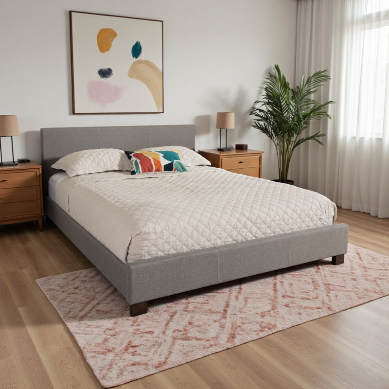 Gabby Upholstered Polyester, Queen Platform Bed, Gray, 62.6'' W X 84.8'' L X 33.46'' H, Queen, Gray