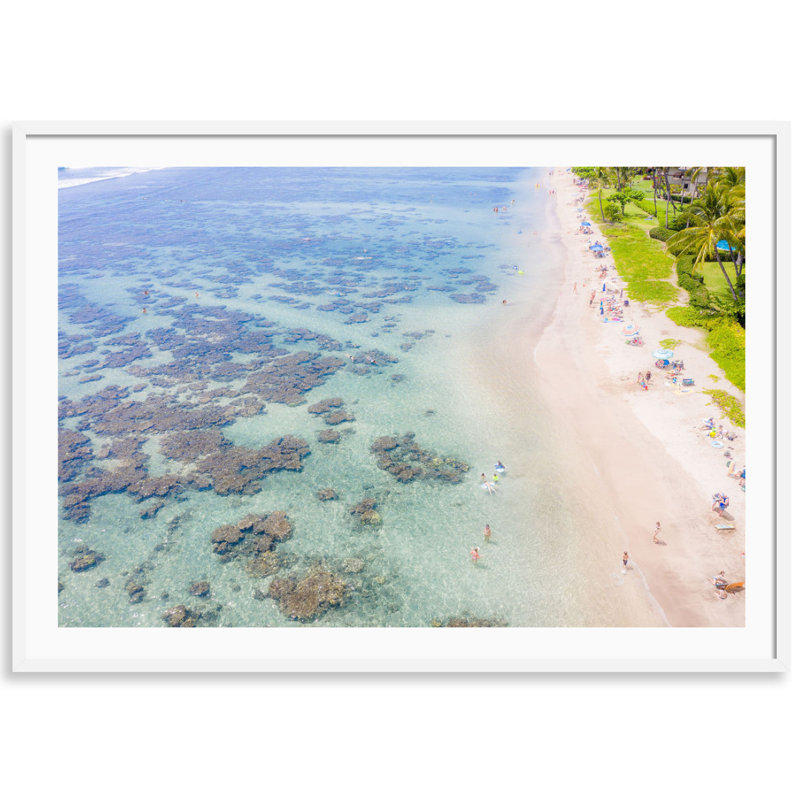 On A Beach In Hawaii Print by Carly Tabak, 25" W x 18" H, White Wood