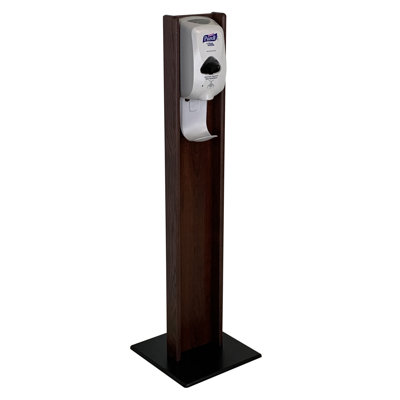 Hand Sanitizer Dispenser Stand in Mahogany