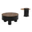 Table basse ronde, tiroir de rangement, table centrale en plastique noir, option d'économie d'espace, caractéristiques de conception uniques, support de base, plastique polyvalent, disposition gigogne, style moderne, fabrication,