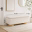 Banc de rangement moderne rembourré de couleur avoine de 50 pouces