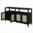 Sideboard with Push-to-Open Rattan Doors, Bohemian Black Storage Cabinet for Living/Dining Room | Solid Wood+MDF-200725514