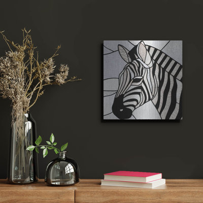  «Stain Glass Zebra» par Rich Monet, art mural en métal, 12 po x 12 po